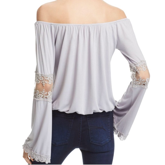 POL Off The Shoulder Lace Inset Blouse Sz XS - Picture 2 of 6